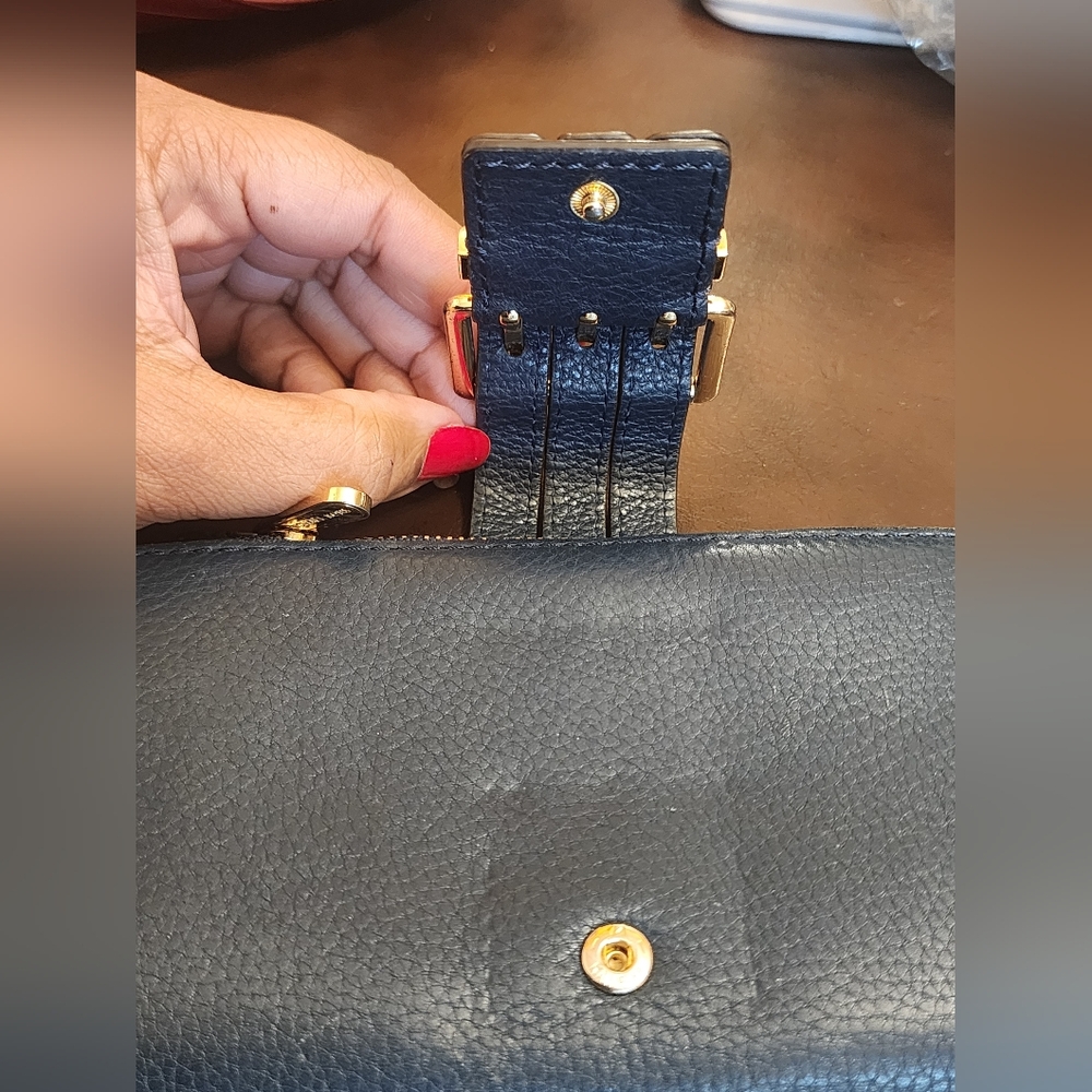 Michael Kors Wallet Navy Blue with Gold Buckle - Picture 6 of 16
